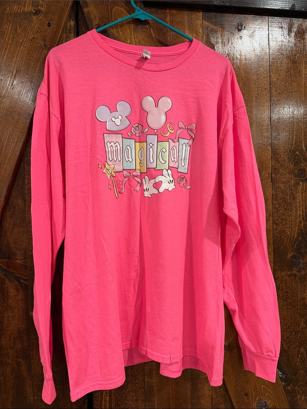 Disney Hot Pink Long-Sleeve 'Magical' Graphic Tee